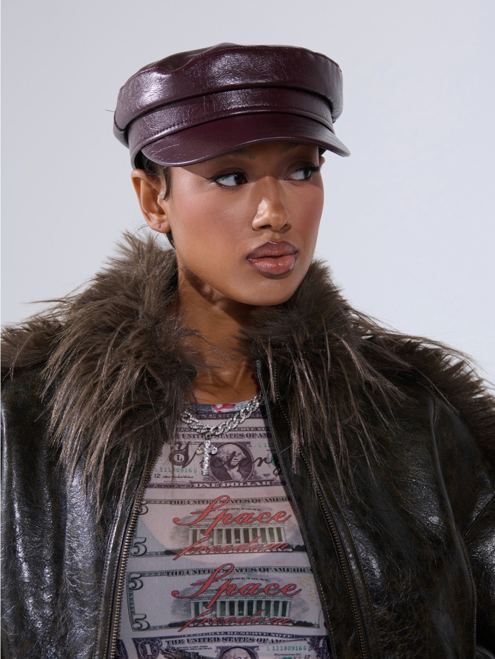 HERE FOR IT PU BRIM HAT
